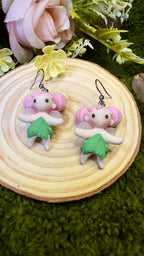 Pendientes hadas rosas y verde acabado mate image 1