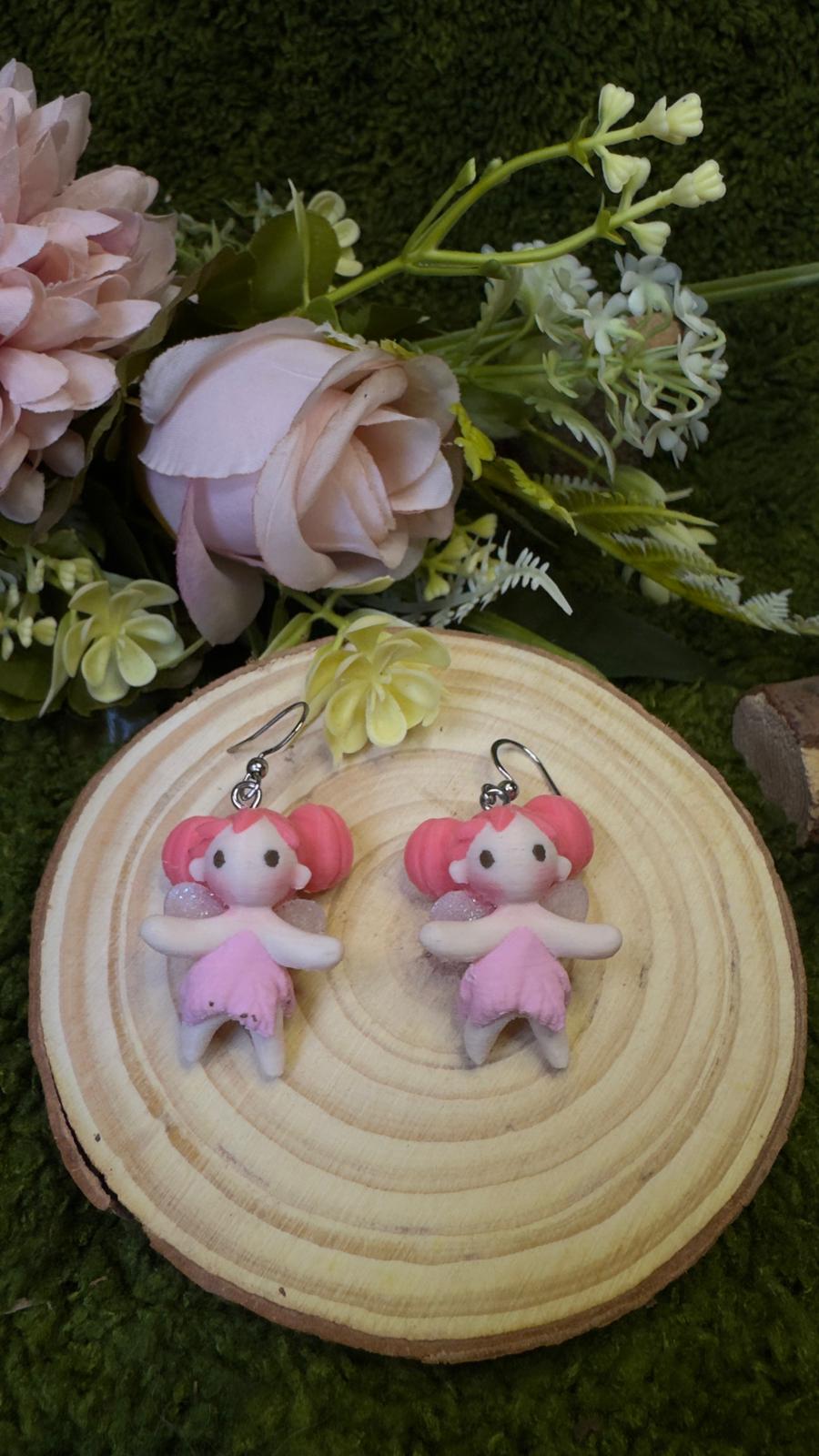 Pendientes hadas rosas acabado mate image 0