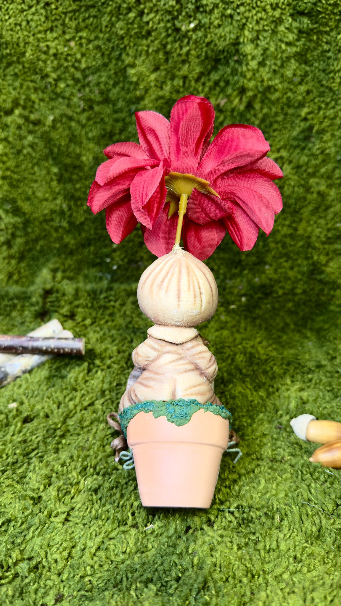Mandrágora con palomitas y flor roja image 2