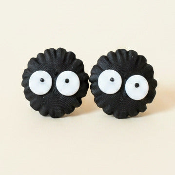 Ghibli dust bunny stud earrings, medium