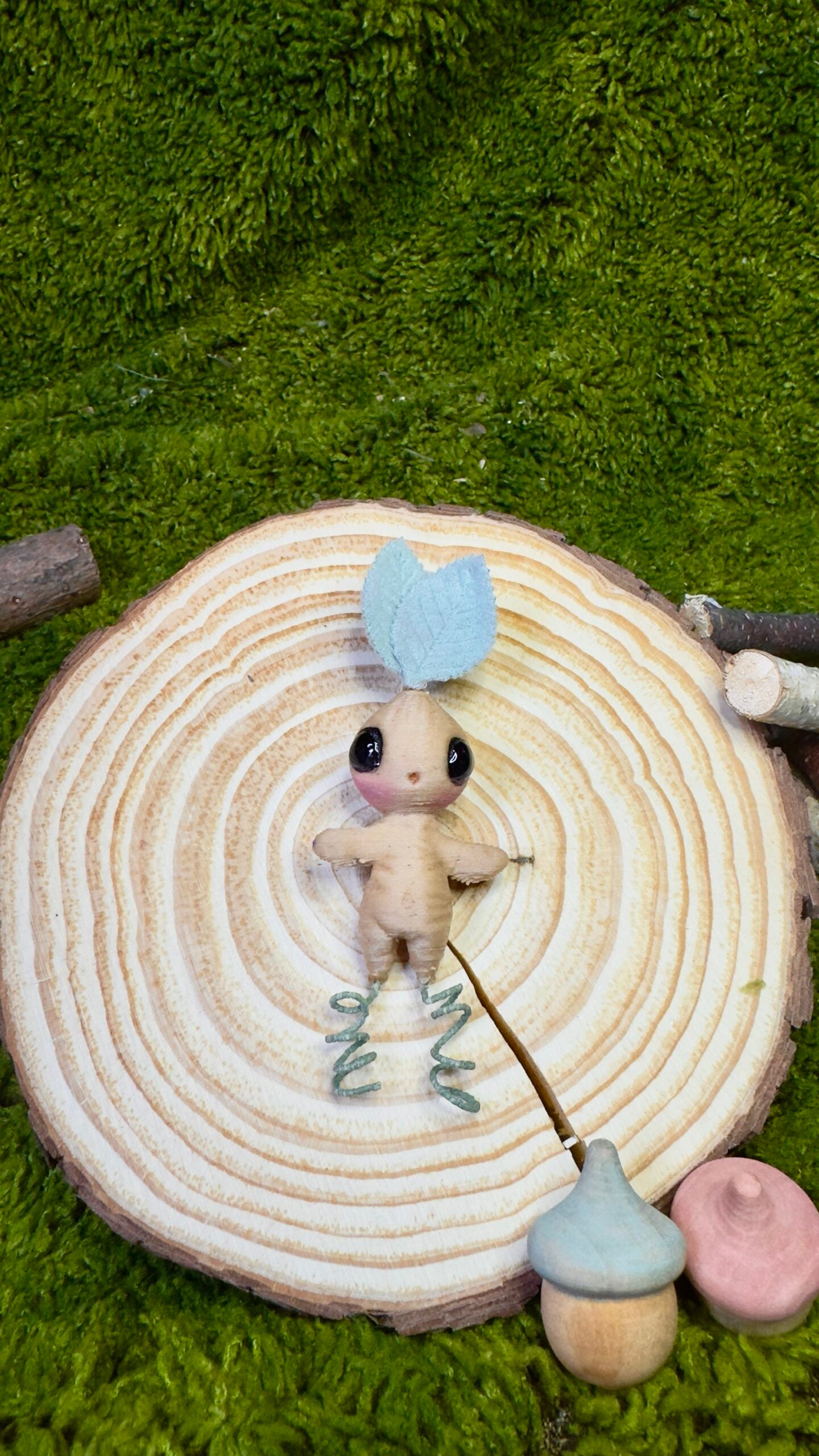 Broche mandrágora de madera de pino image 0