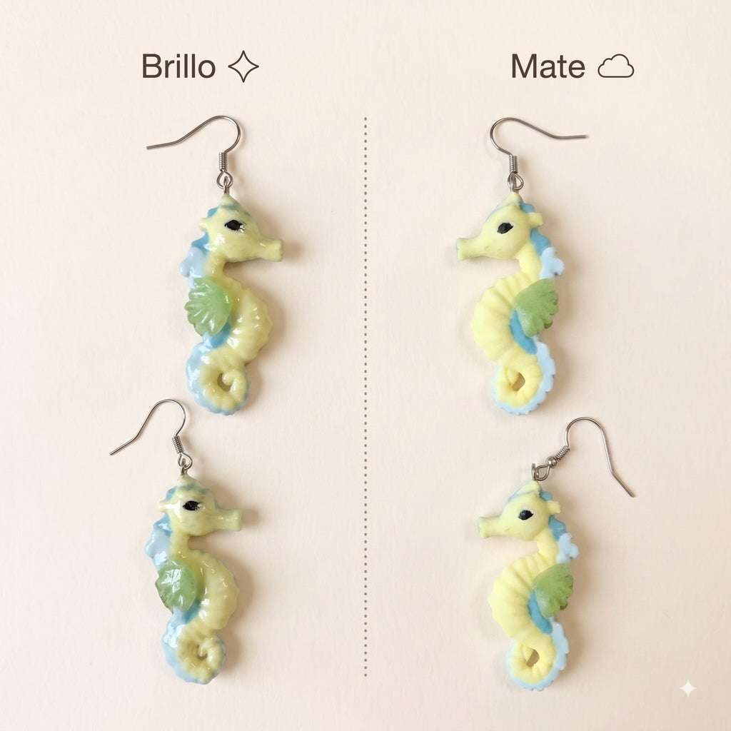 Pendientes caballito de mar amarillo