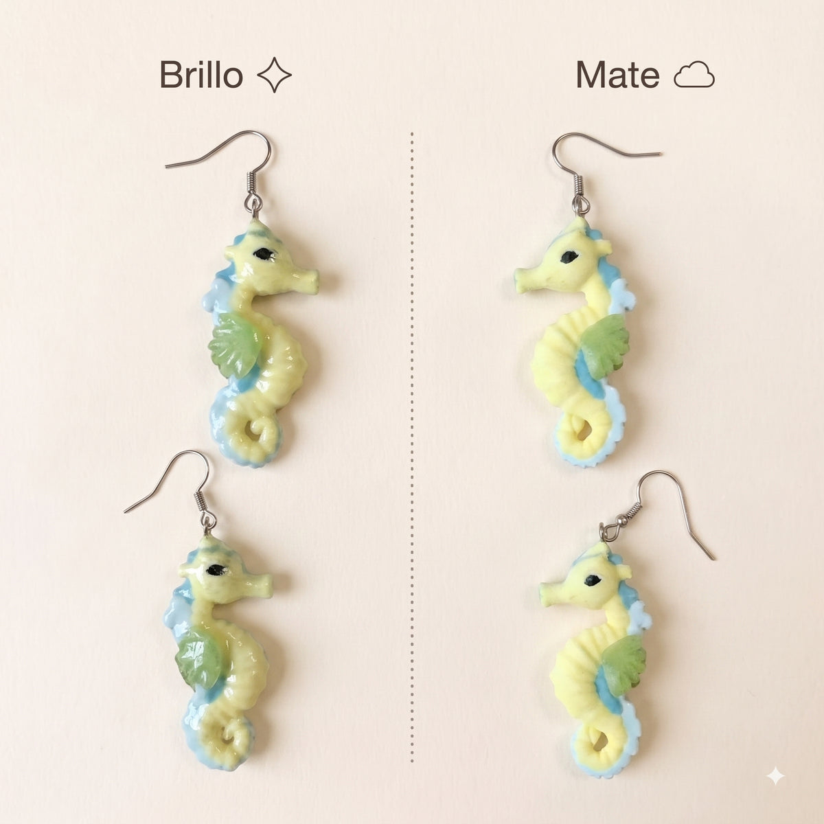 Pendientes caballito de mar amarillo