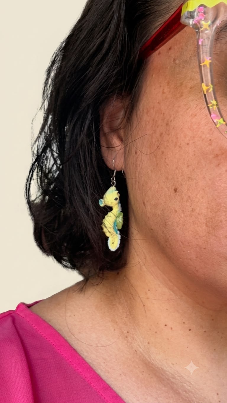 Pendientes caballito de mar amarillo