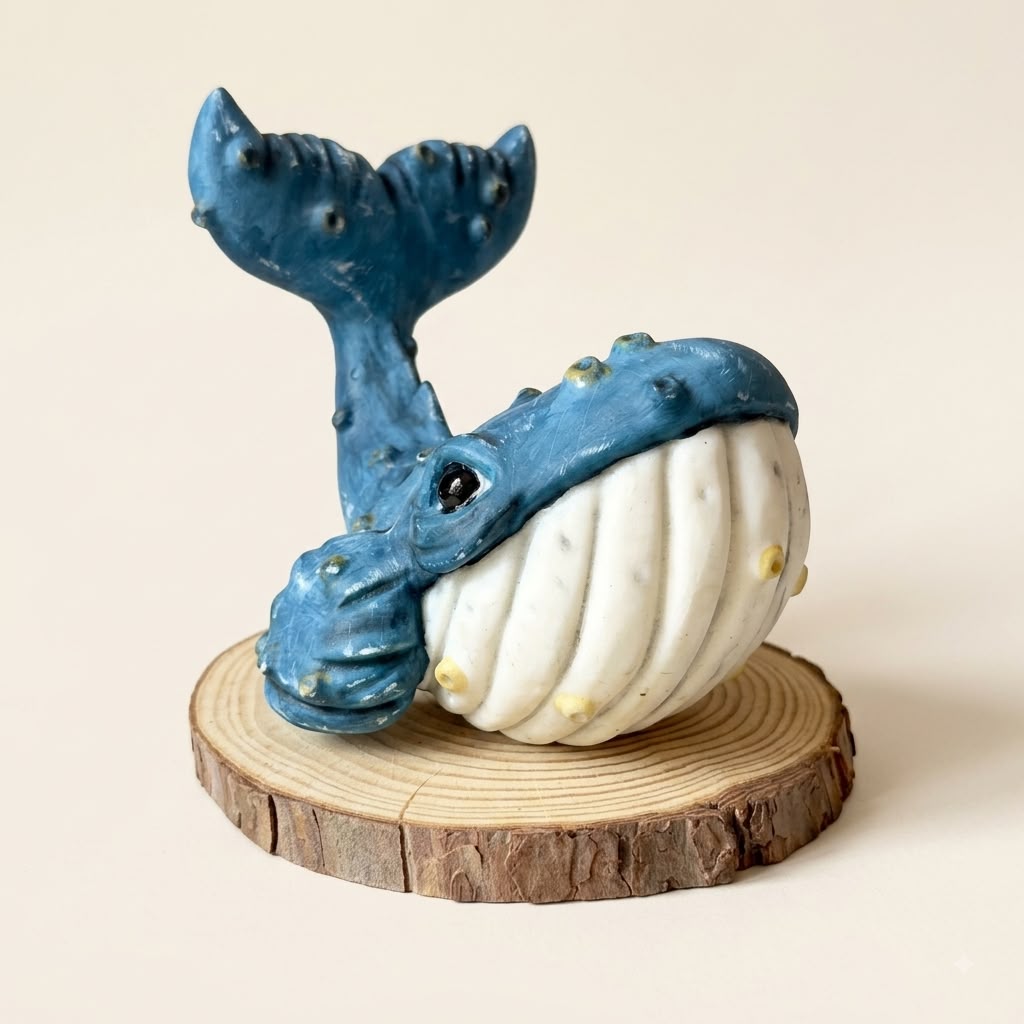 Escultura ballena azul mate