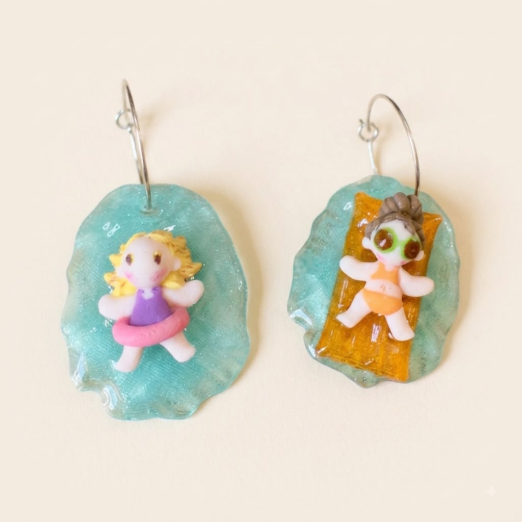 Pendientes niñas en el agua