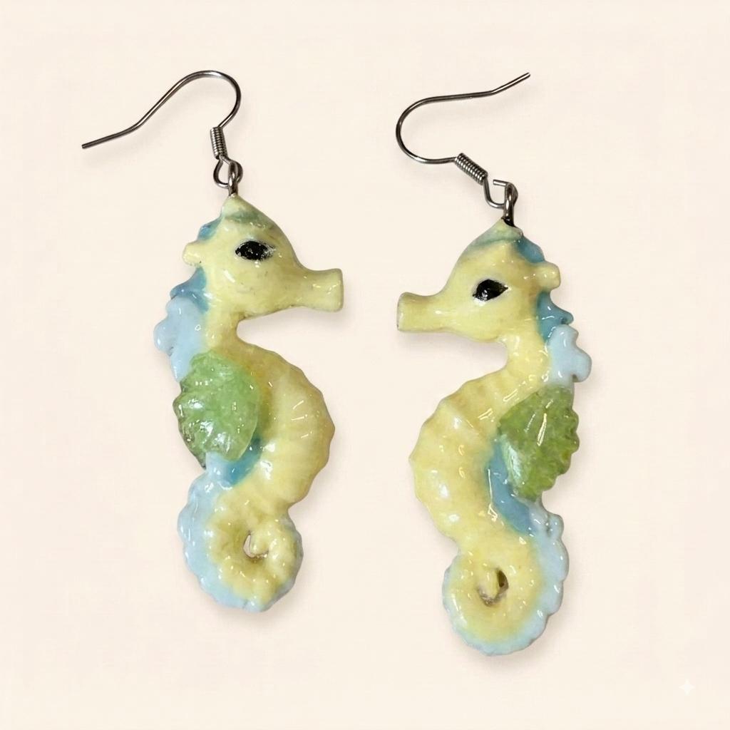 Pendientes caballito de mar amarillo
