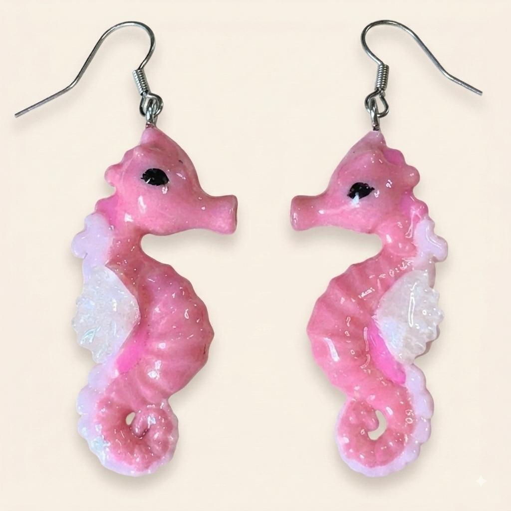 Pendientes Caballito mar rosas