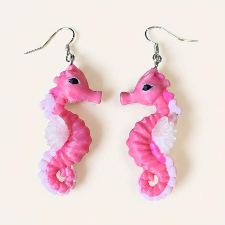 Pendientes Caballito mar rosas