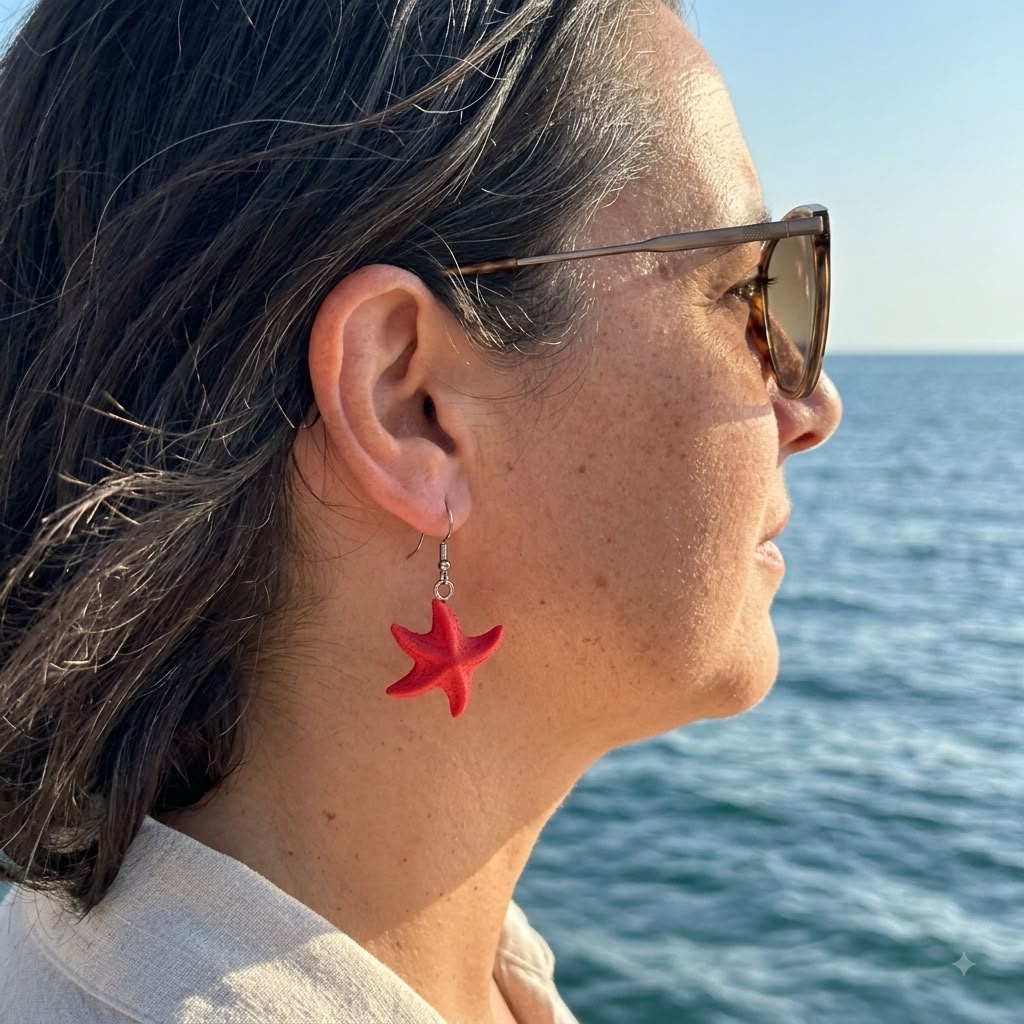 Pendientes estrella de mar reversibles