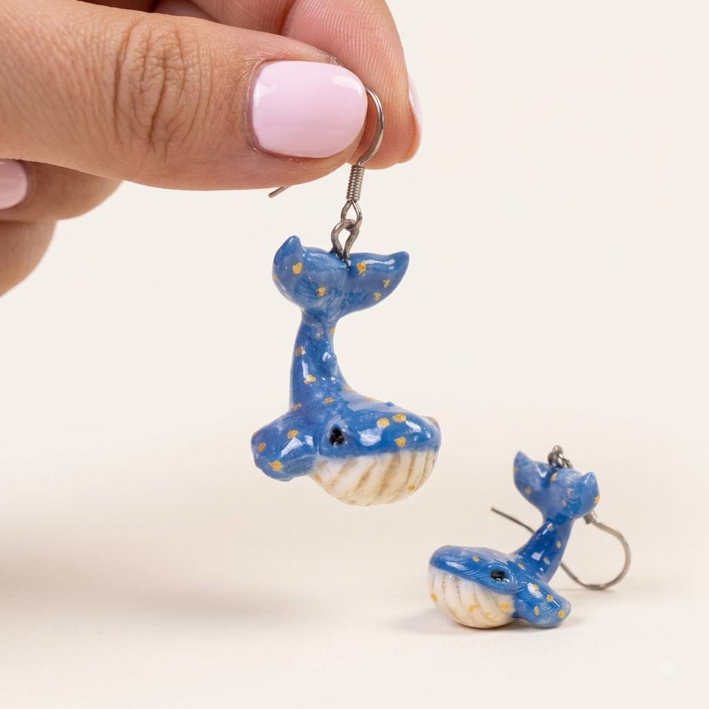 Pendientes Ballena azul