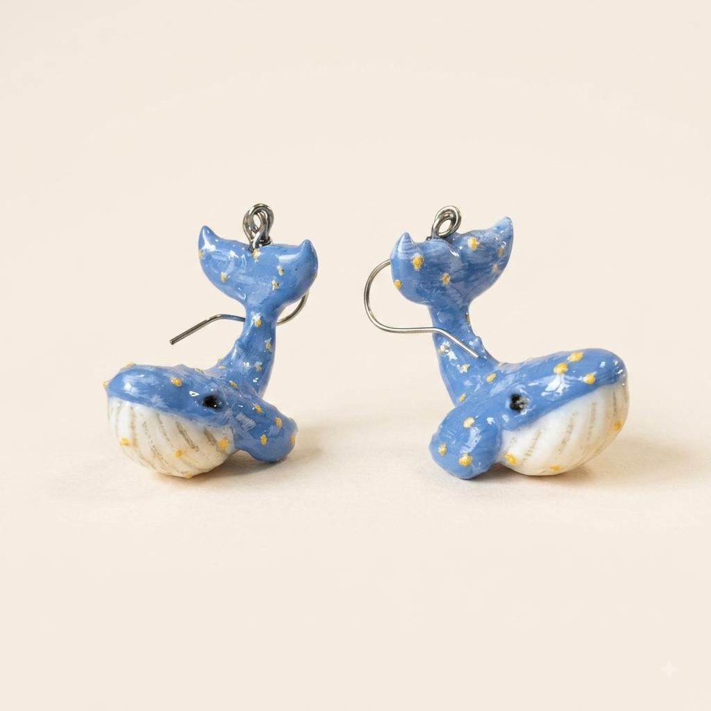 Pendientes Ballena azul