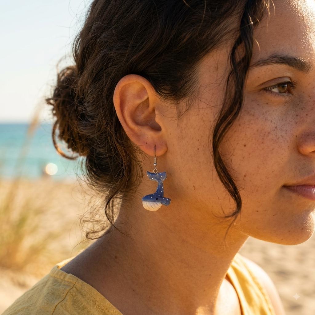 Pendientes Ballena azul