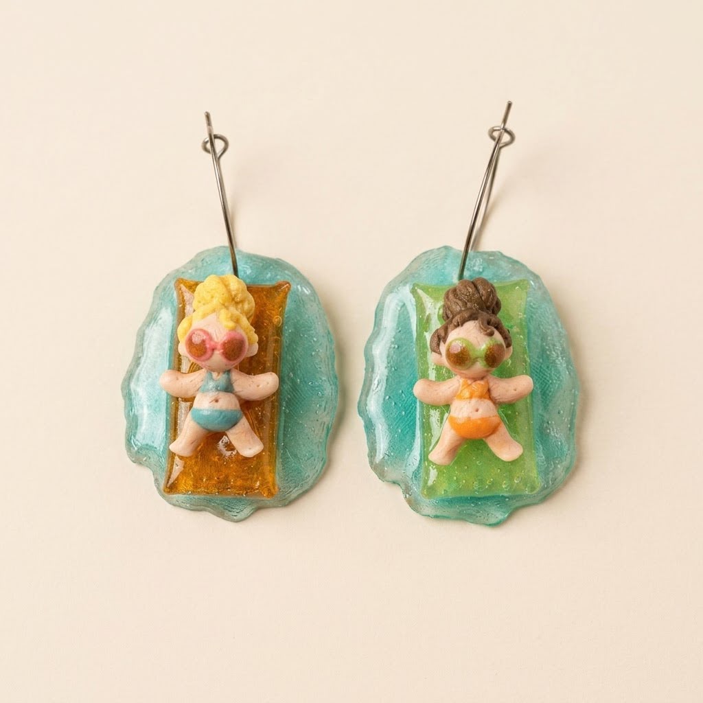 Pendientes niñas en el agua
